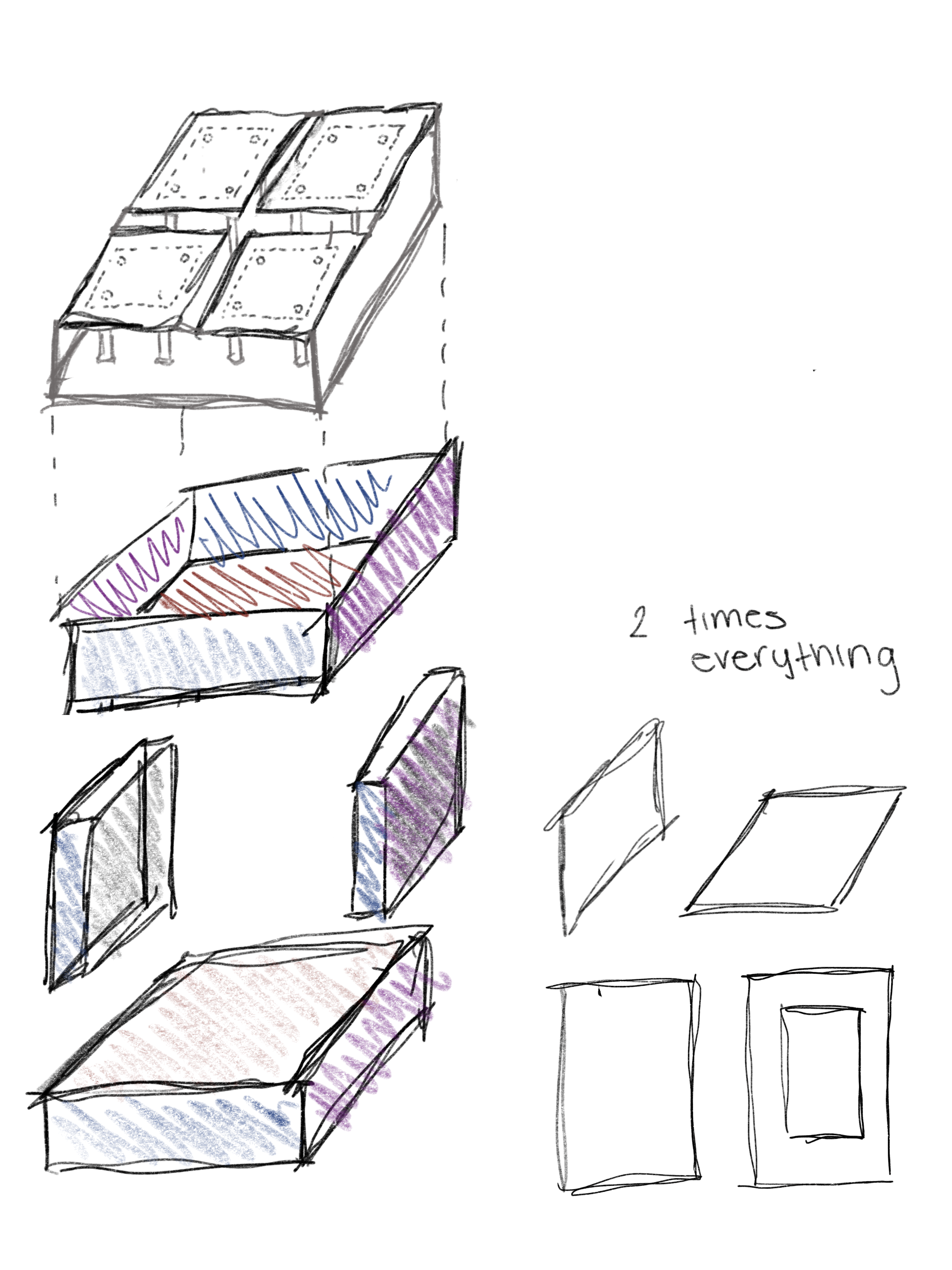 skecth of different panels needed to consturct the product