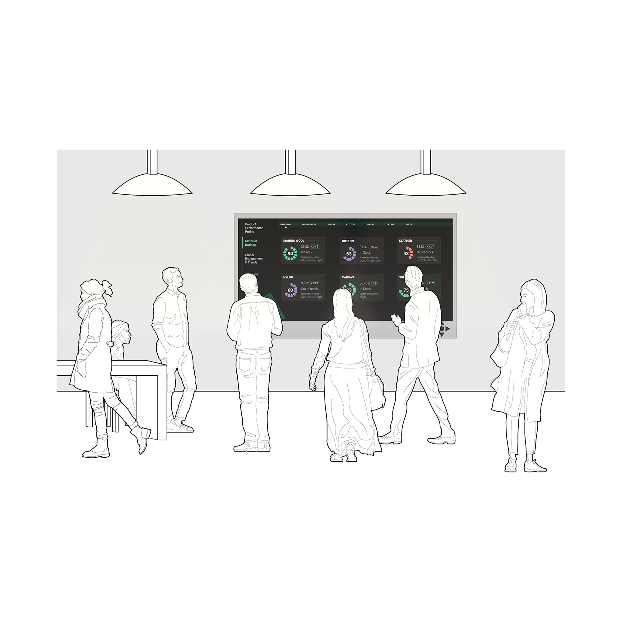 Rendering of the designed dashboard in an office